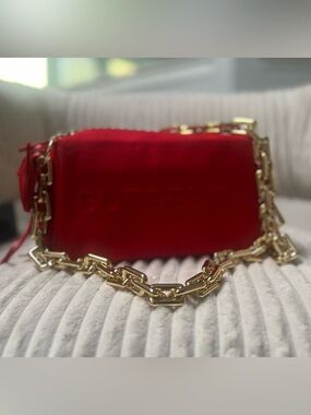 Burberry Upcycled Red Embossed Canvas Beauty to Crossbody Bag